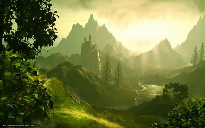 Castle in Mountain Valley — Green, Serene, Morning