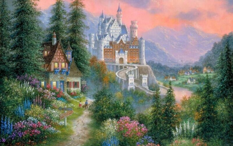 Castle in Mountain Valley — Pink