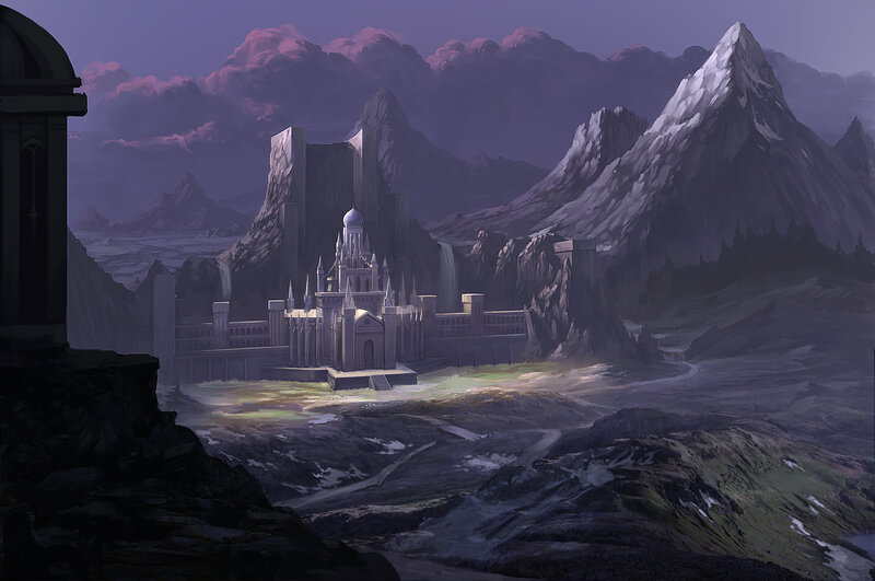 castle in mountain valley
