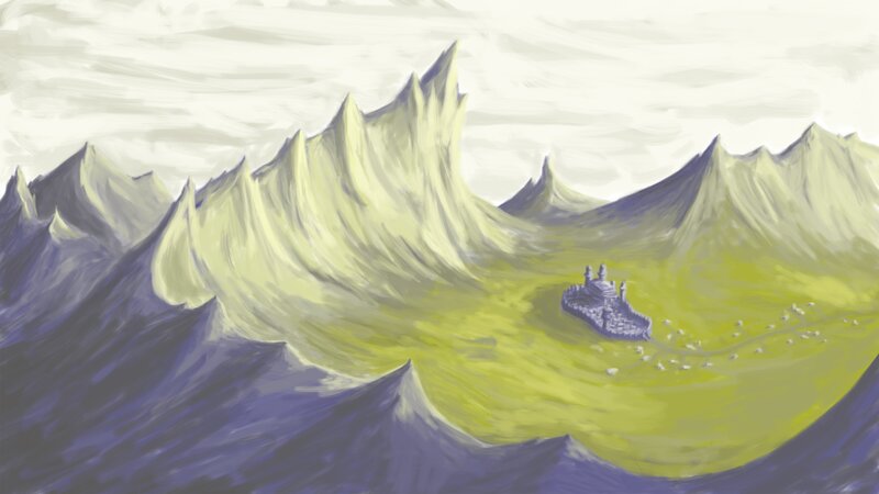Castle in Mountain Valley — Yellow