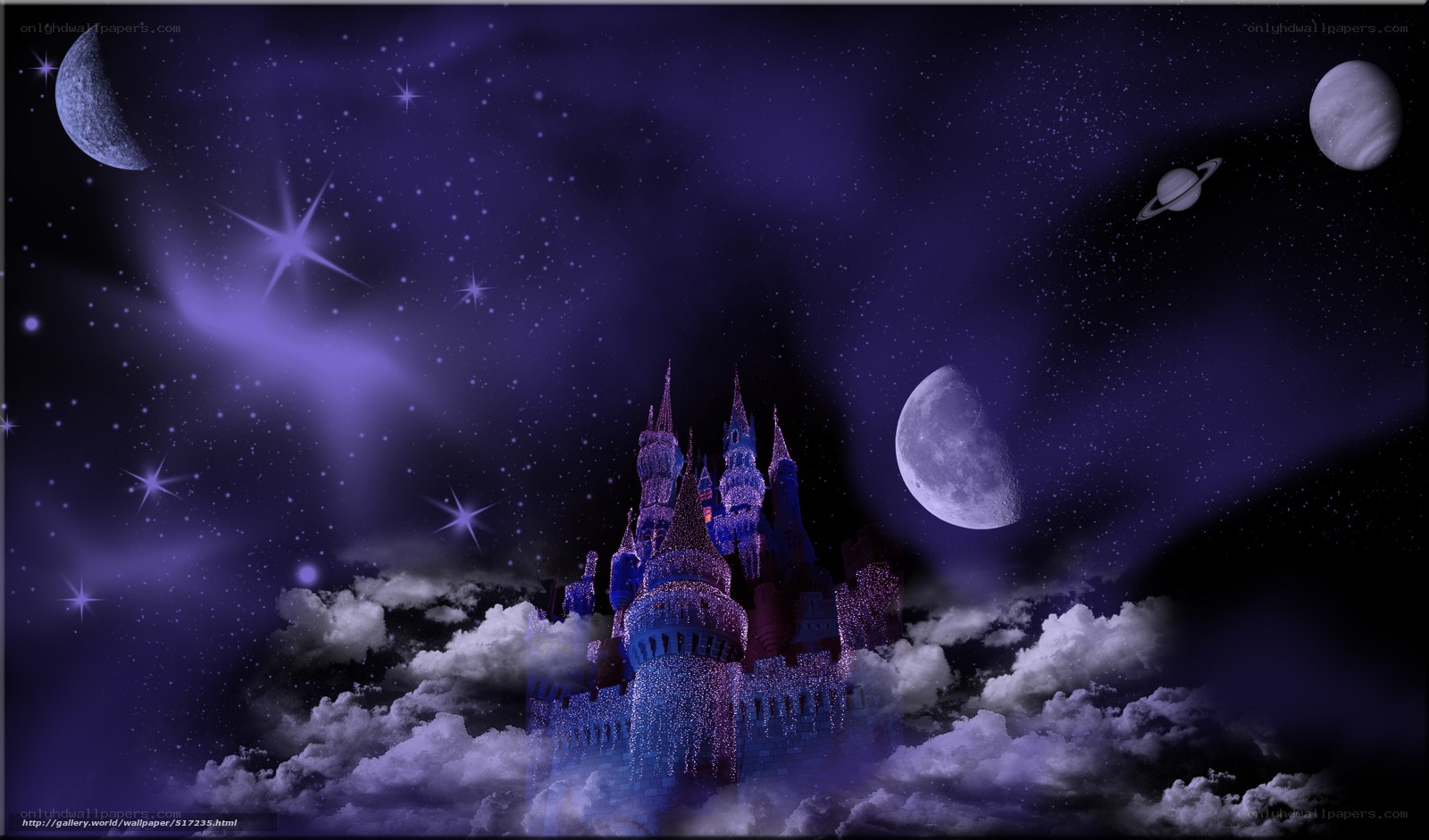 castle in purple night sky