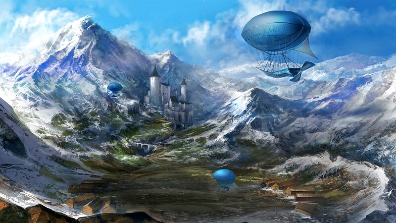 Castle in Snowy Mountains — Blue