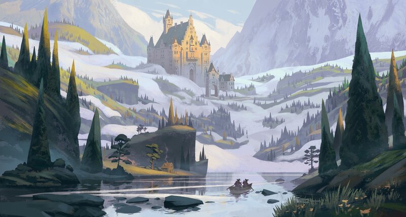 Castle in Snowy Mountains — Green