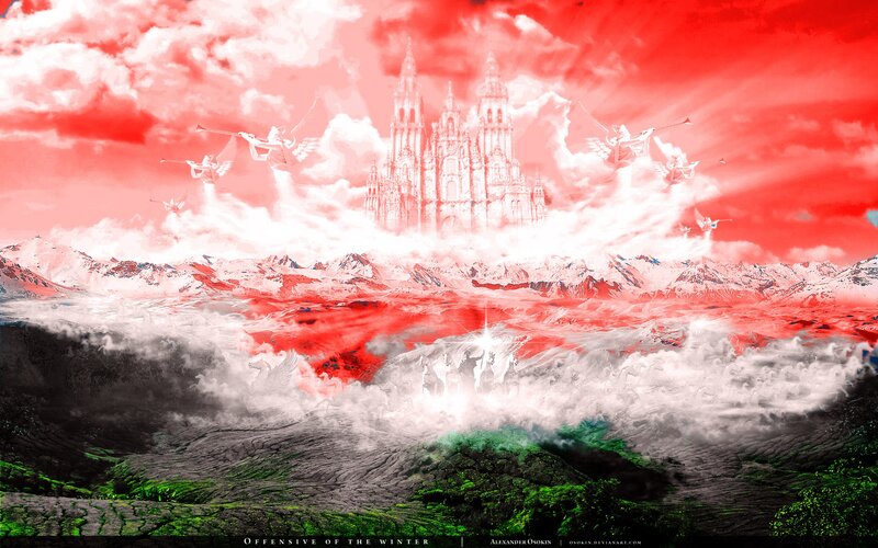 Castle in Snowy Mountains — Red