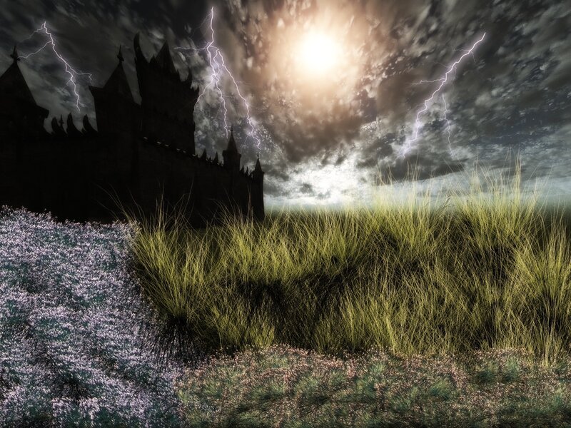 Castle in Stormy Field