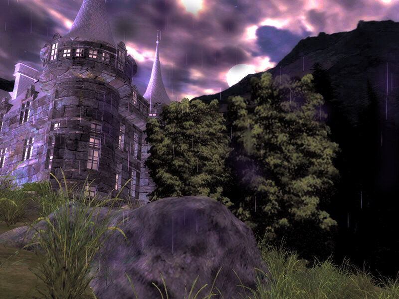 castle in stormy night