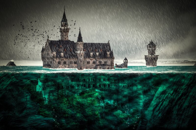 Castle in Stormy Sea