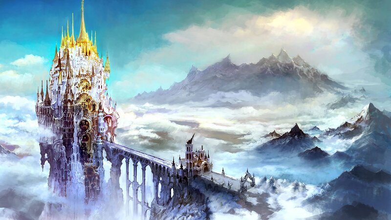 Castle in the Clouds — Blue, Dramatic, Digital Art