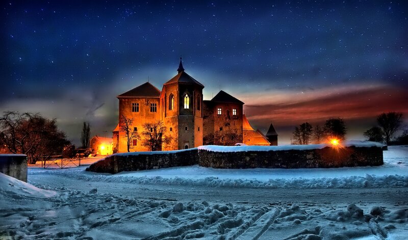 Castle in Winter Snow — Blue