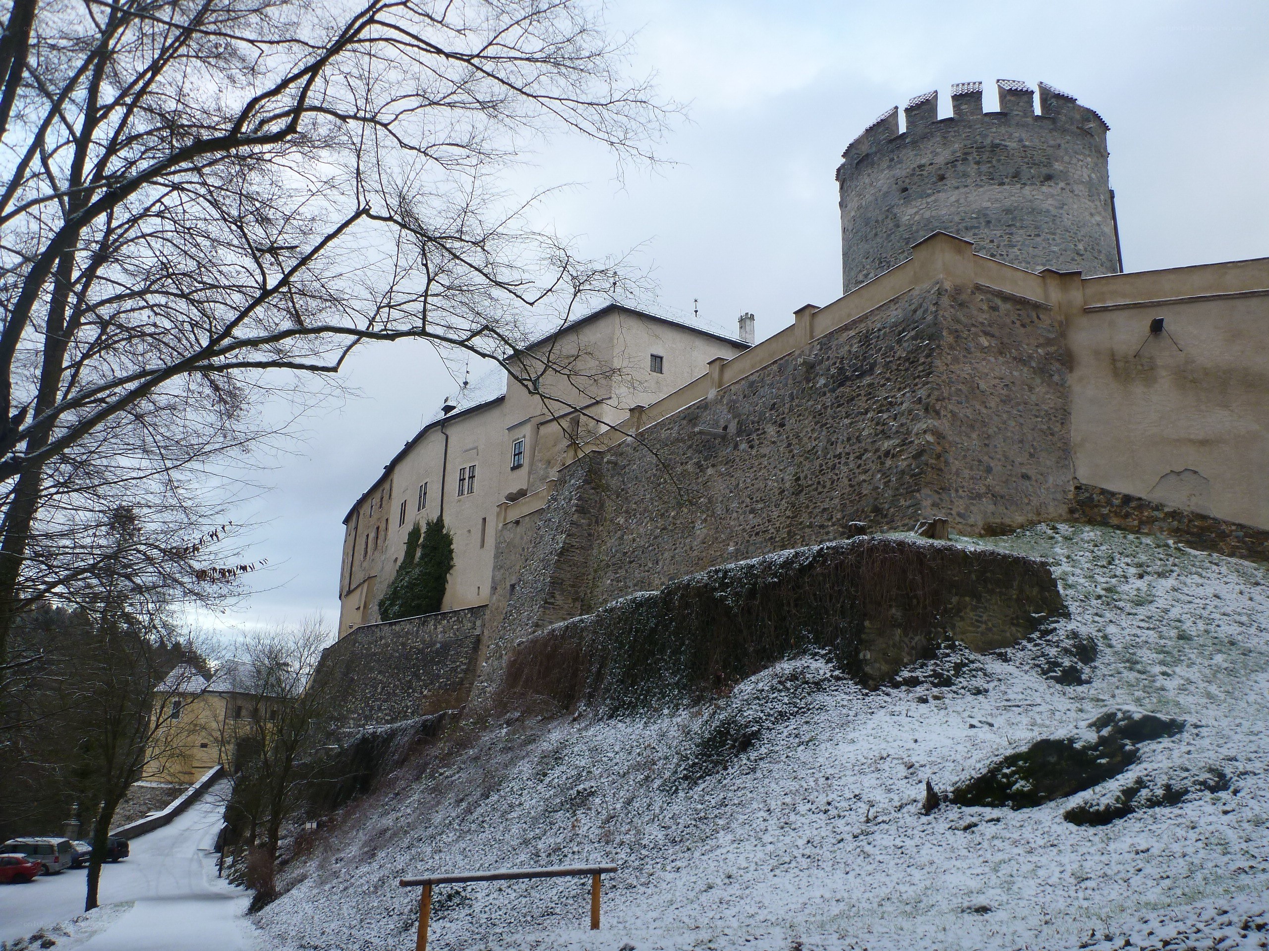 Castle in winter snow
