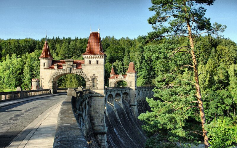 Castle-like dam in a forest