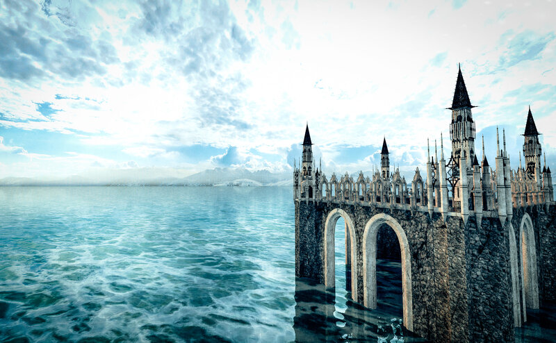 Castle on a Bridge — Blue