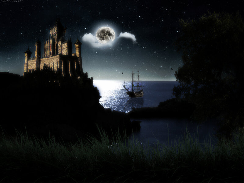 Castle on a Cliff — Black, Serene