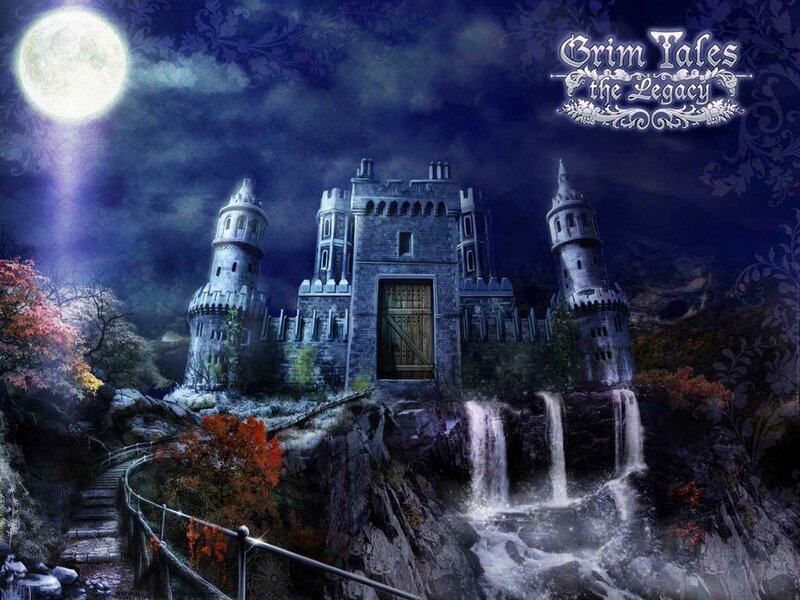 Castle on a Cliff — Blue, Dramatic, Night, Digital Art, Moon