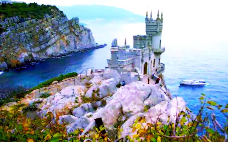 Castle on a Cliff — Blue, Dramatic, Photograph, Sea