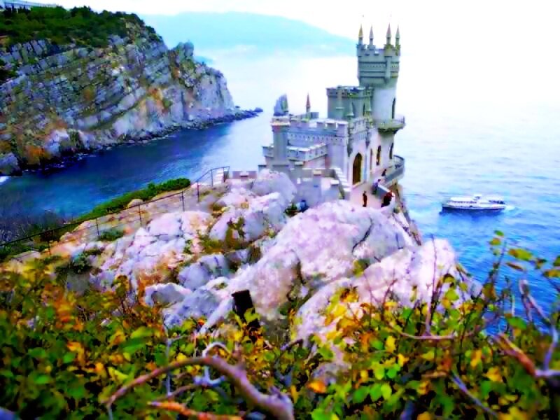 Castle on a Cliff — Blue, Dramatic, Photograph