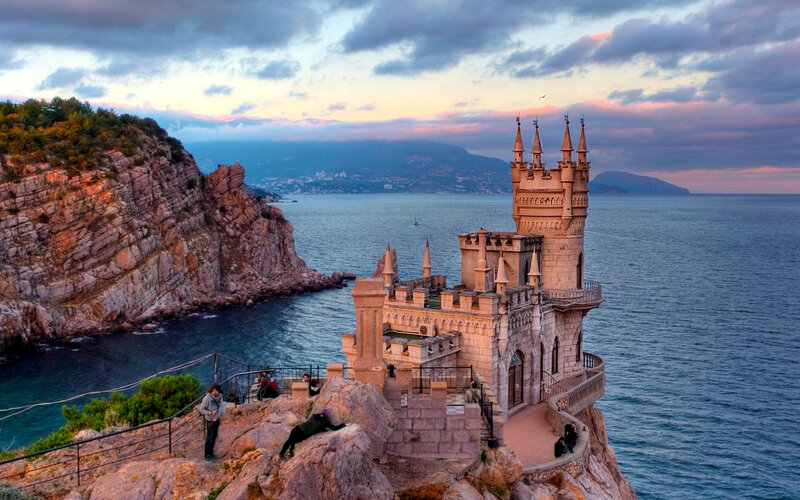 Castle on a Cliff — Blue, Dramatic, Sunset, Photograph