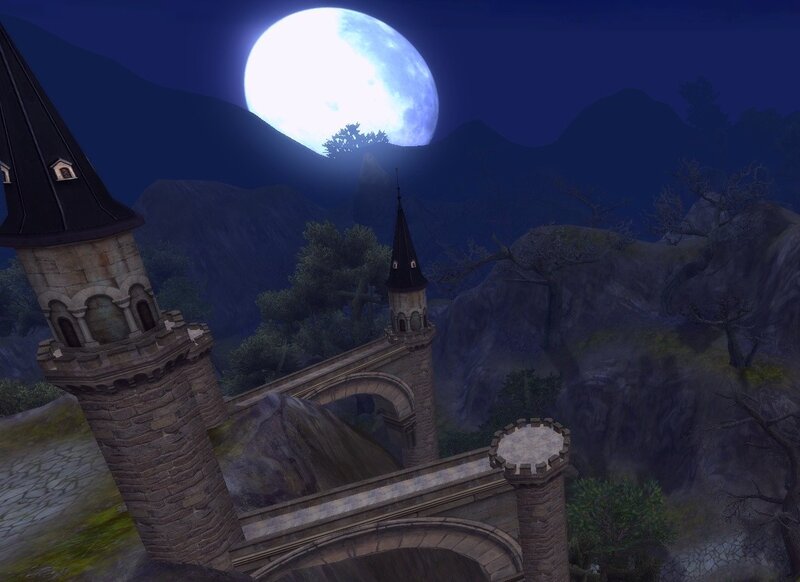 Castle on a Cliff — Blue, Mysterious, Night