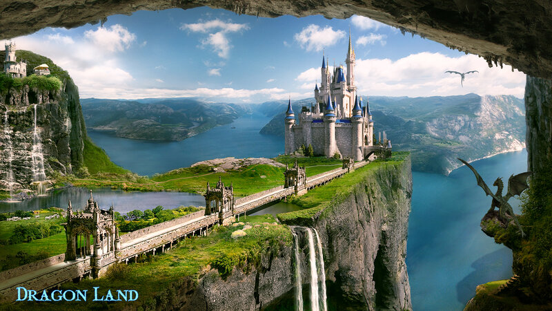 Castle on a Cliff — Blue, Serene, Afternoon, Digital Art