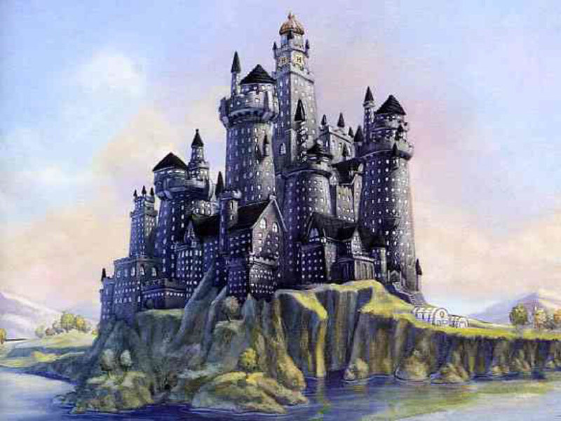 Castle on a Cliff — Blue, Serene, Afternoon, Painting, River