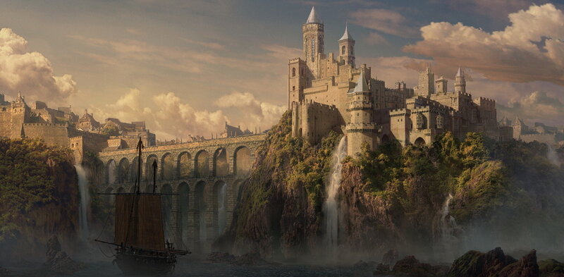 Castle on a Cliff — Brown, Dramatic