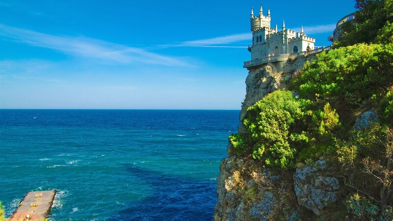 castle on a cliff by the sea