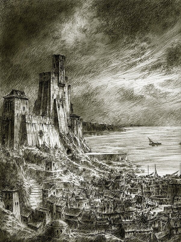 Castle on a cliff by the sea