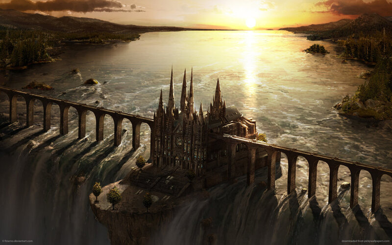 Castle on a Cliff — Gold, Dramatic