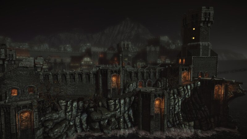 Castle on a Cliff — Gray, Dark, Ominous