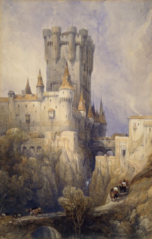 Castle on a Cliff — Gray, Dramatic, Painting