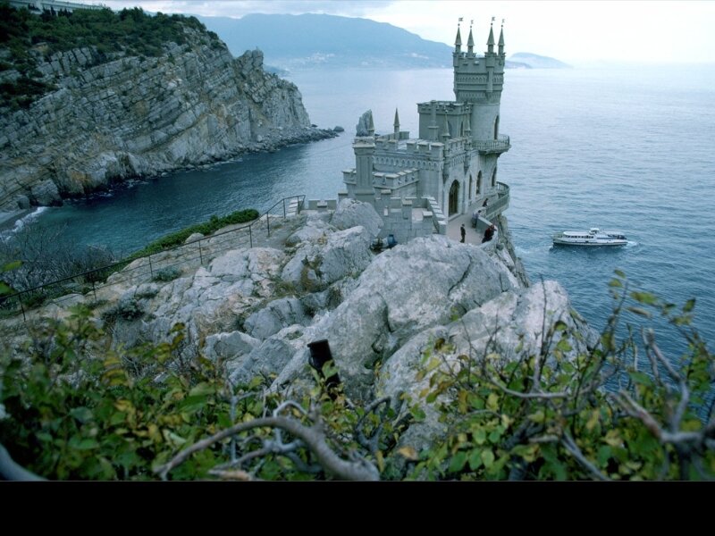 Castle on a Cliff — Gray, Dramatic, Photograph