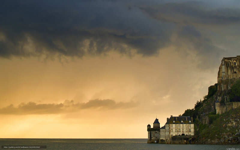 Castle on a Cliff — Gray, Dramatic, Sunset, Photograph