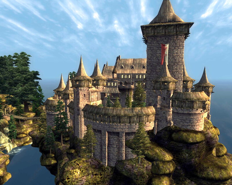 Castle on a Cliff — Gray, Serene, Afternoon, 3d Render