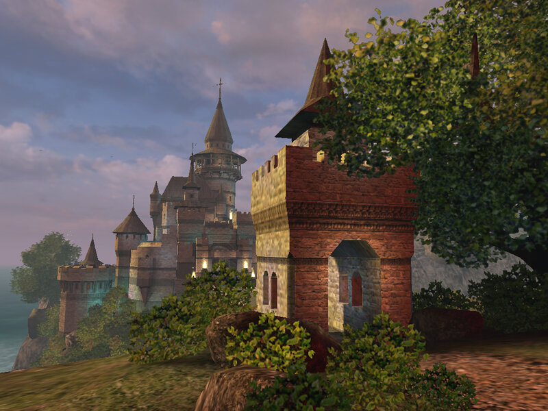 Castle on a Cliff — Green, Serene, Sunset