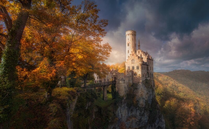Castle on a Cliff — Orange, Dramatic, Autumn
