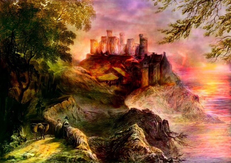 Castle on a Cliff — Purple, Dramatic, Sunset
