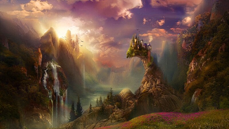 Castle on a Cliff — Purple, Dramatic