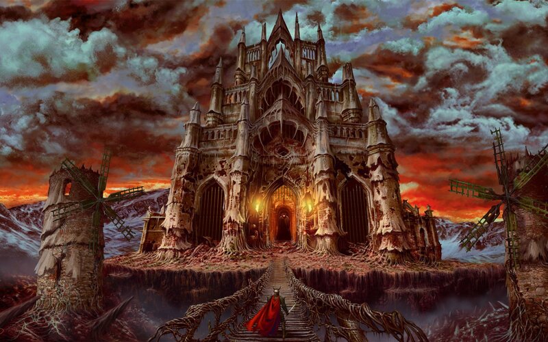 Castle on a Cliff — Red, Dramatic, Sunset