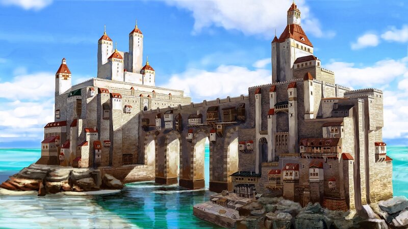 Castle on a Coastal Island — Blue