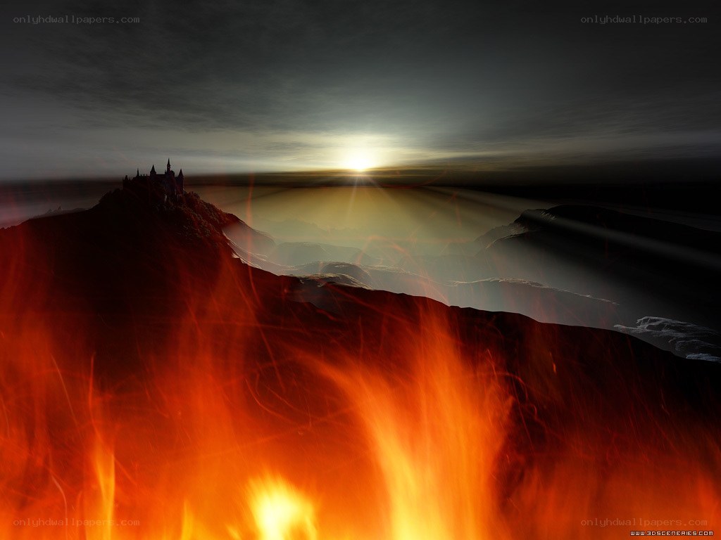 Castle on a fiery mountain