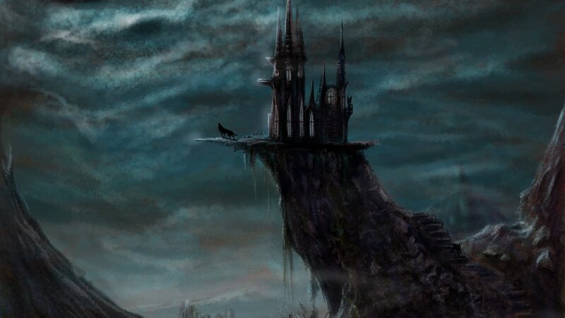 castle on a floating cliff