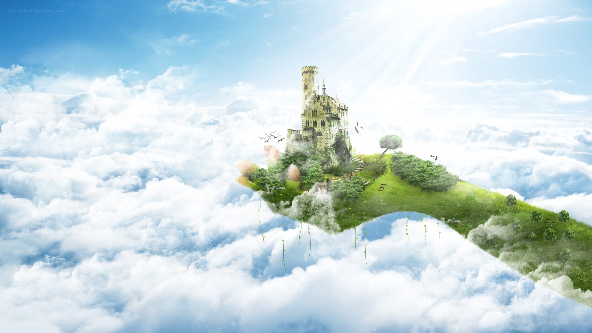castle on a floating island