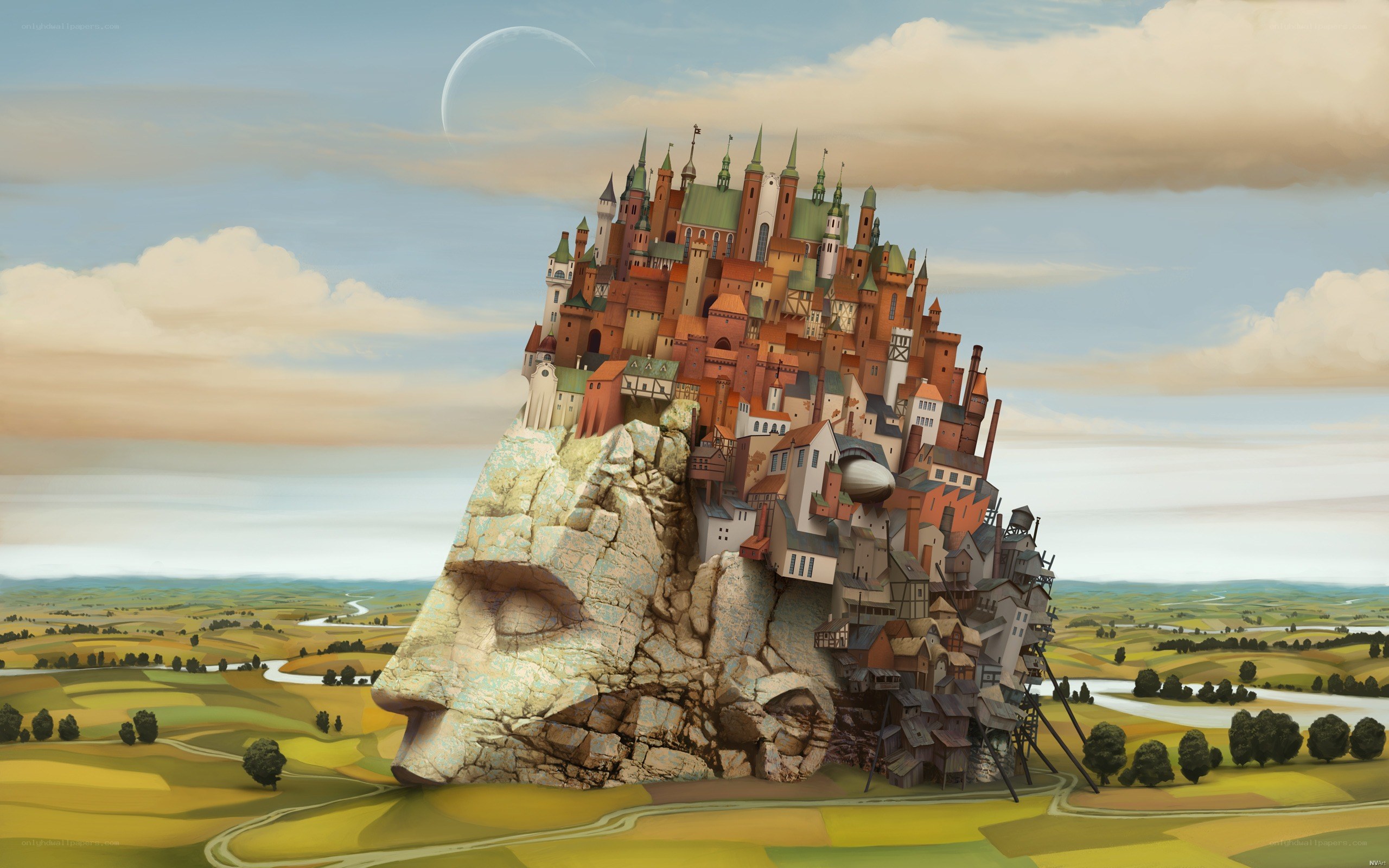 castle on a giant head