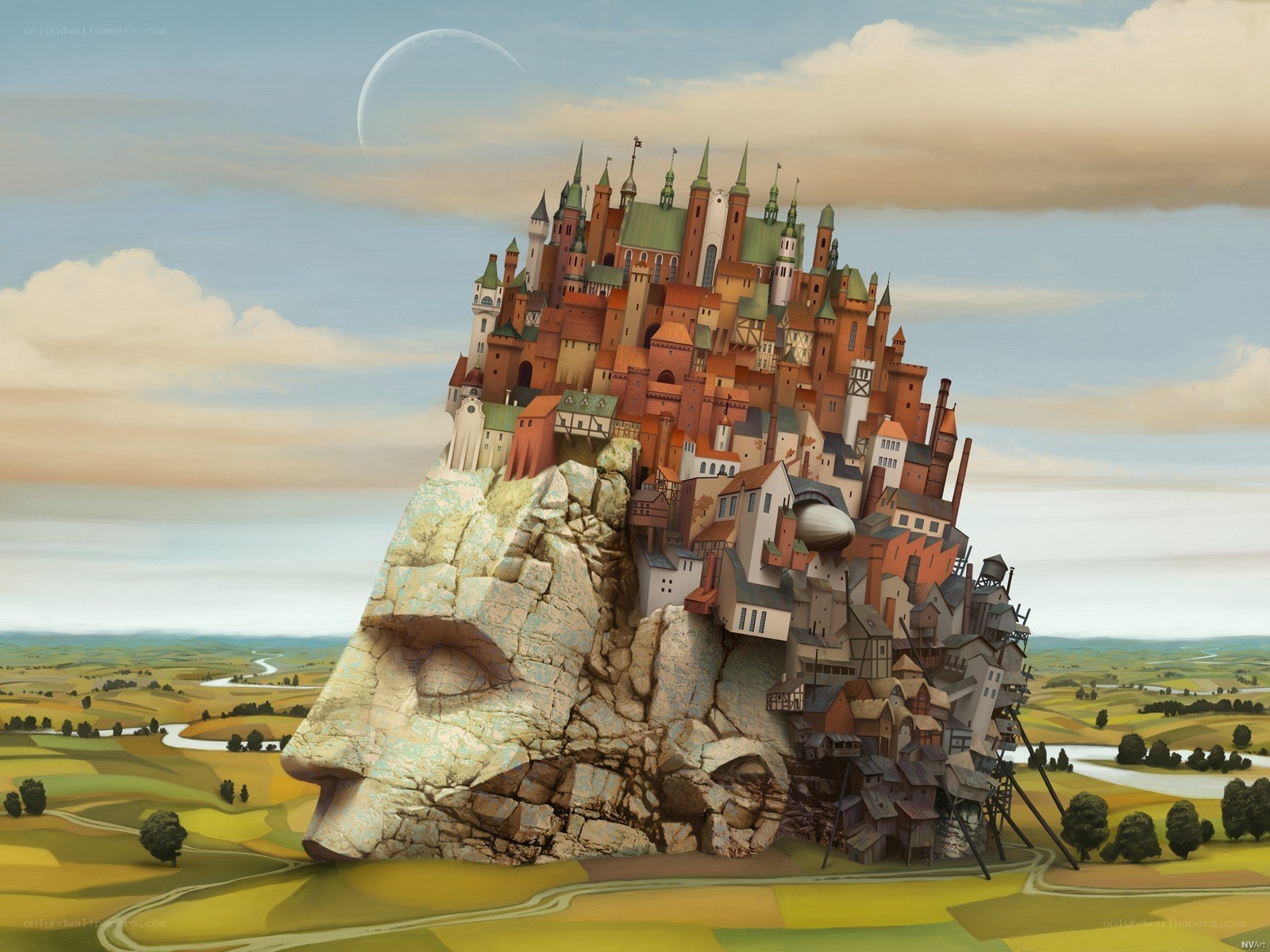 castle on a giant head