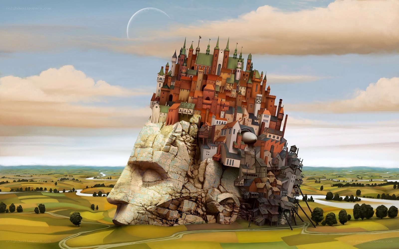 castle on a giant head