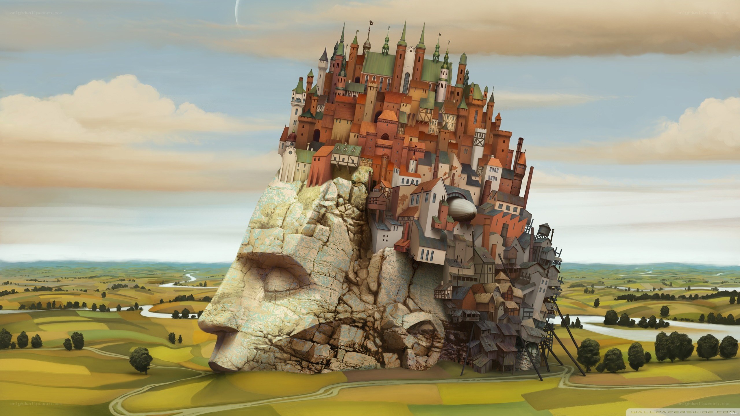 castle on a giant head