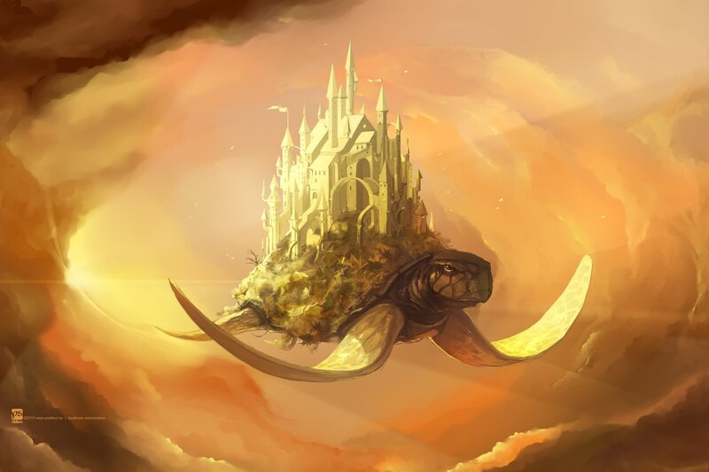 castle on a giant turtle