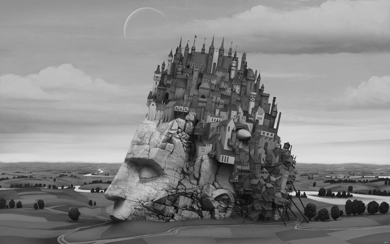 Castle on a Head-shaped Rock — Black