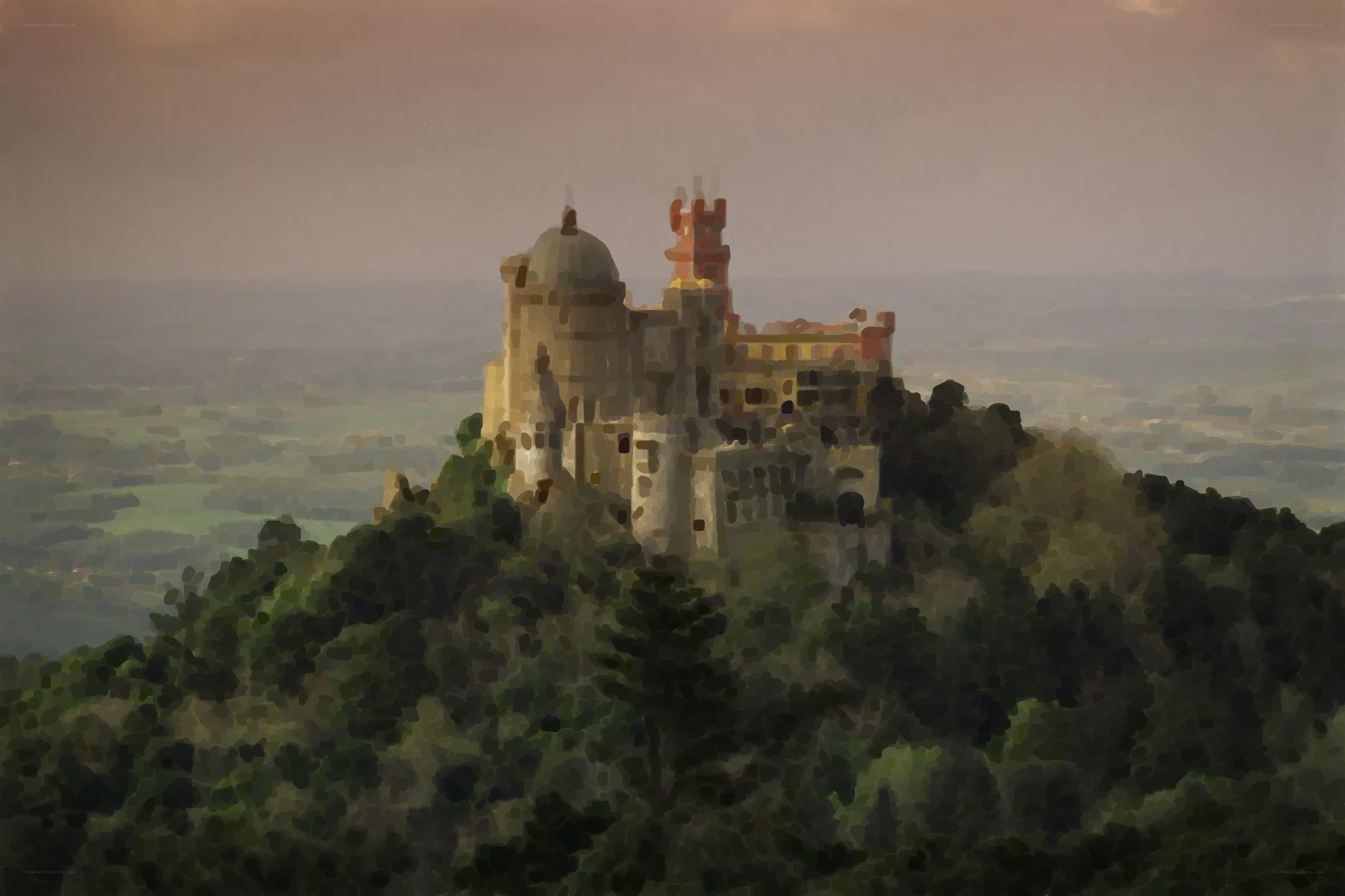 Castle on a hill at dusk