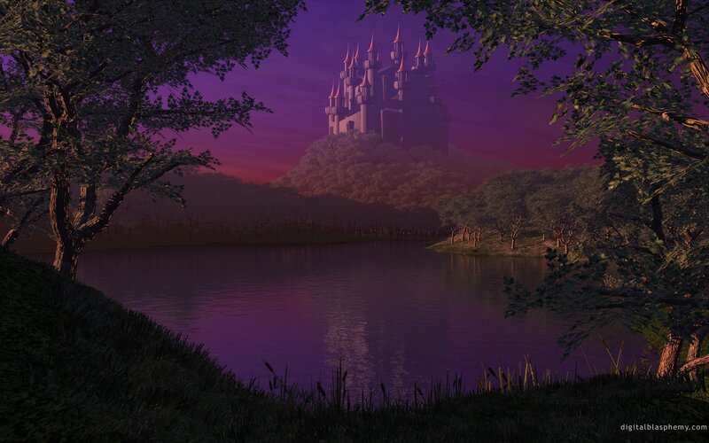 Castle on a hill at dusk